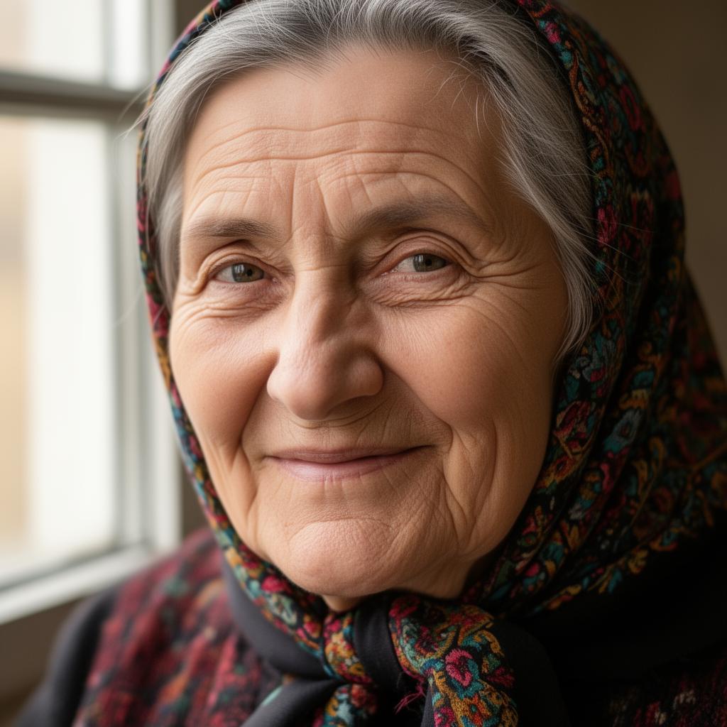 Portrait of a senior woman in a scarf